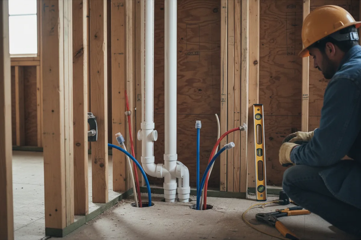 Drain and supply rough-in during Leak Detection in Du Pont