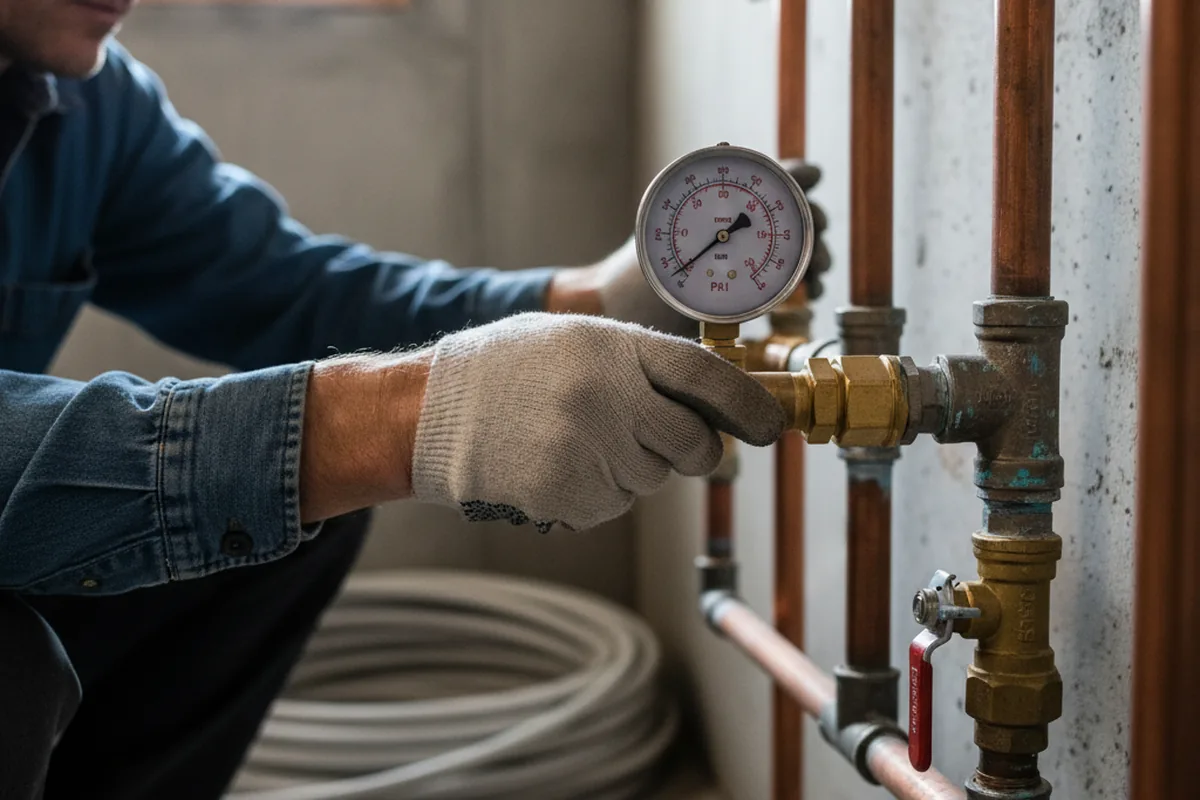 Pressure testing a repaired line during Water Line Repair in Du Pont